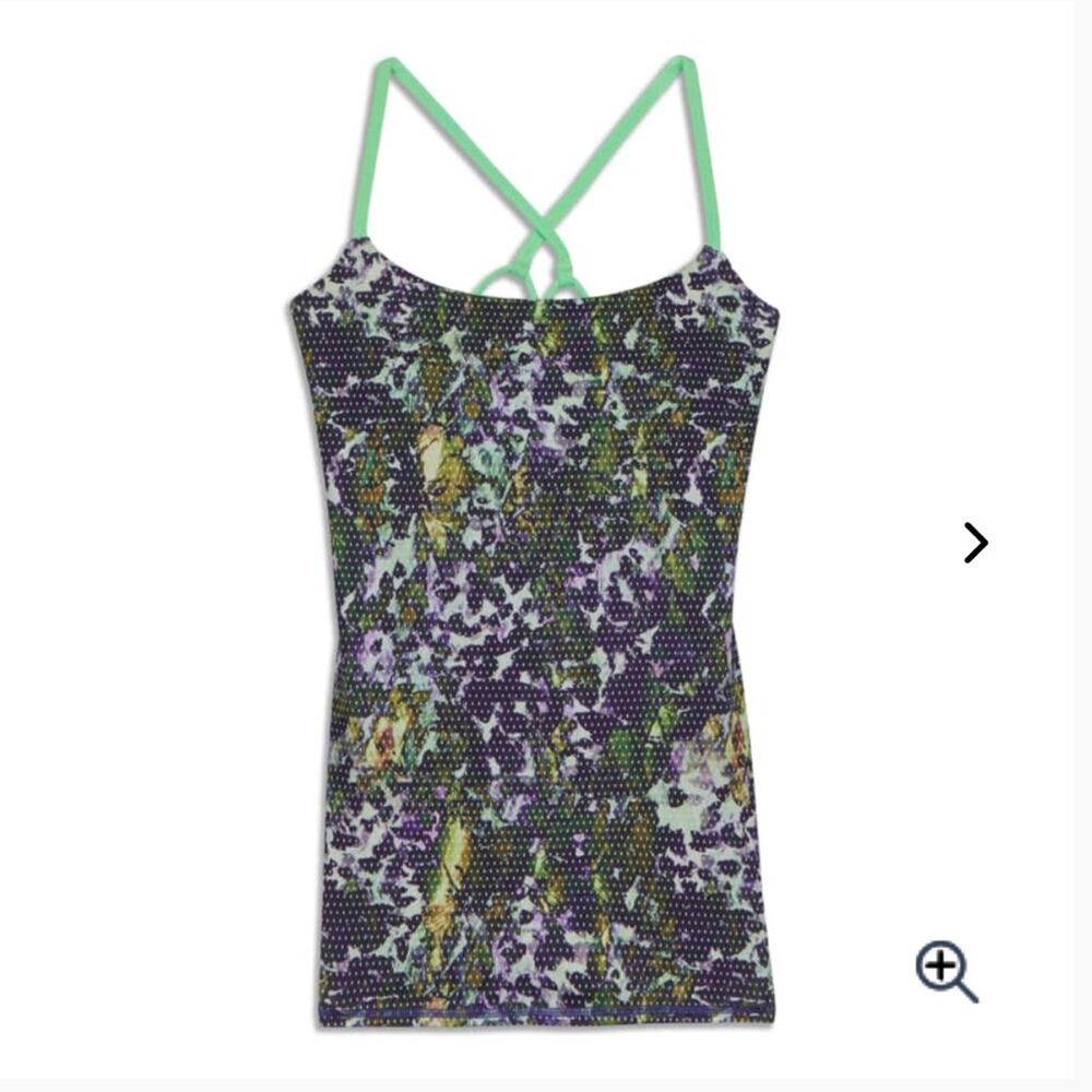 Lululemon dancing warrior tank top Floral Sport White Multi/Pistachio color sz 6